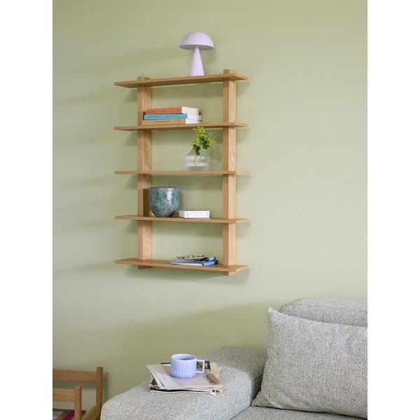 Mensola di colore naturale con effetto rovere con ripiani multipli 60 cm Simple – Hübsch-image-1