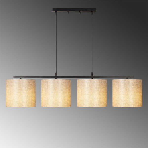 Lampadario nero con paralume in tessuto Baston – Opviq lights-image-1