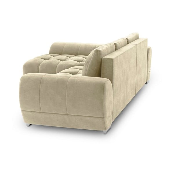 Divano letto angolare beige con rivestimento in velluto, angolo sinistro Nuage - Windsor & Co Sofas-image-3