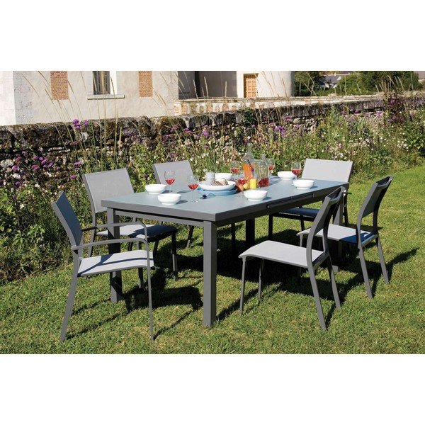 Set di 4 sedie da giardino in metallo grigio Mistral - Ezeis-image-1