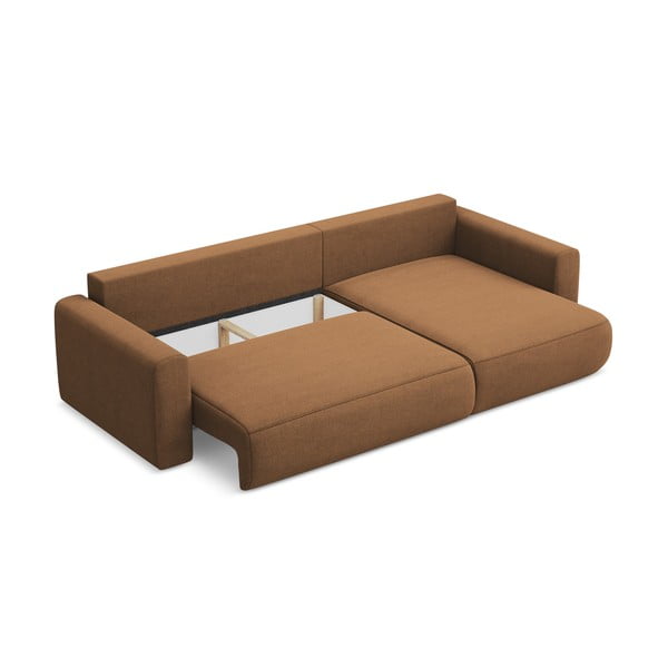 Divano angolare color terracotta allungabile/con contenitore (con penisola a destra/con chaise lounge) Kapua – Makamii-image-3