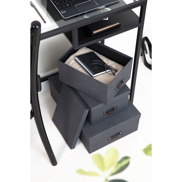 Set di 3 scatole portaoggetti nere Inge - Bigso Box of Sweden-image-2