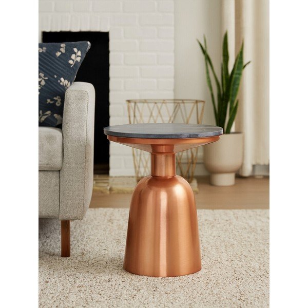 Tavolino rotondo con piano in marmo ø 48 cm Amira – Premier Housewares-image-1