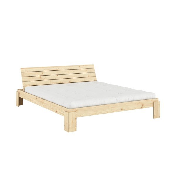 Letto matrimoniale di colore naturale in pino massiccio con rete inclusa 180x200 cm Layers – Karup Design-image-3