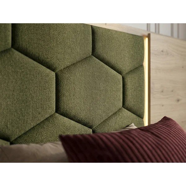 Letto matrimoniale imbottito/in truciolato verde scuro con contenitore con rete inclusa 160x200 cm Palmeraie – Bobochic Paris-image-2