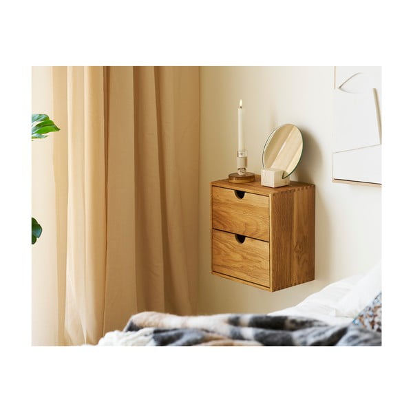 Mensola di colore naturale in rovere massiccio con ripiani multipli 18 cm Townsville – House Nordic-image-4