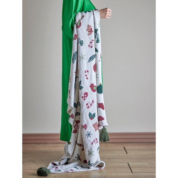 Coperta bianca a tema natalizio 130x160 cm Yule – Bloomingville-image-1