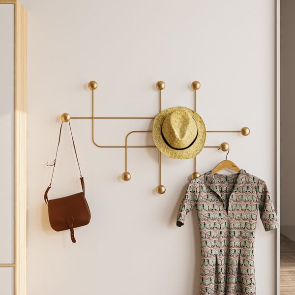 Attaccapanni da parete color oro in metallo Dama - Kalune Design-image-1