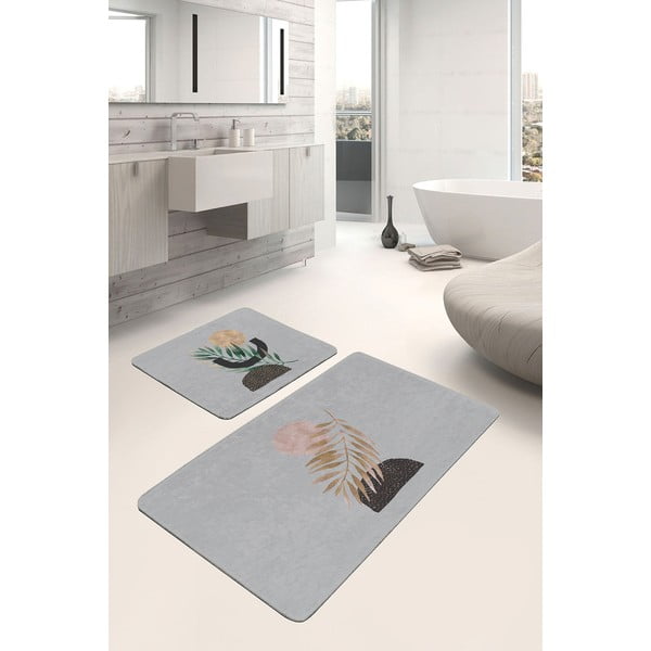 Tappetini da bagno grigi in set da 2 100x60 cm - Minimalist Home World-image-2