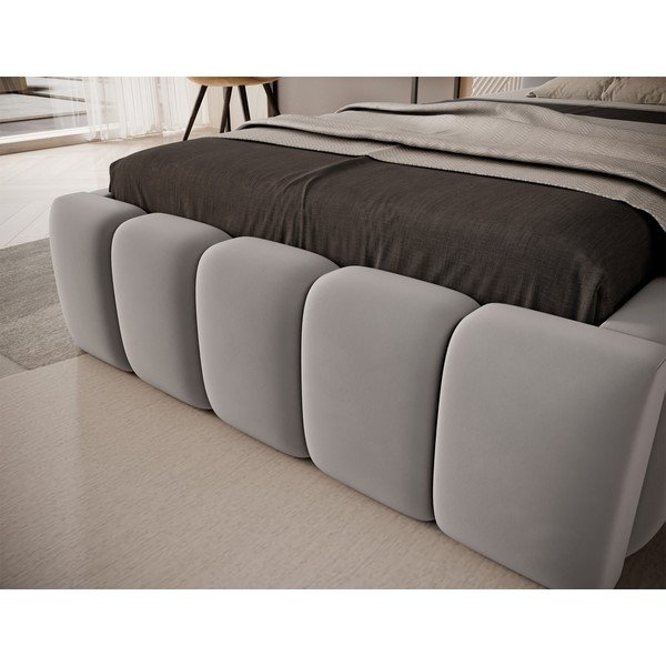 Letto singolo imbottito grigio con contenitore con rete inclusa 90x200 cm Lamica – ELTAP-image-4