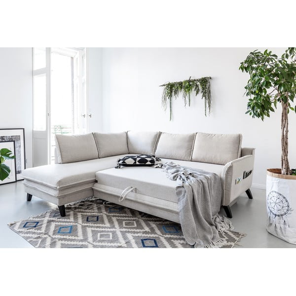 Divano letto angolare beige chiaro L, angolo sinistro Charming Charlie - Miuform-image-4