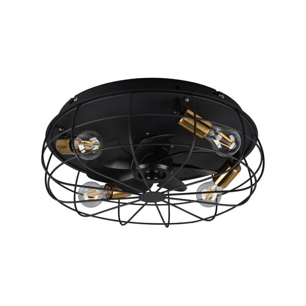 Plafoniera nera opaca con telecomando e ventilatore Trondheim – Trio