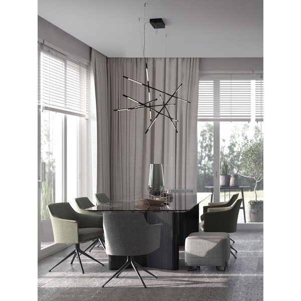 Lampadario LED nero in metallo con paralume in vetro acrilico con intensità regolabile Raccio – Nova Luce-image-1