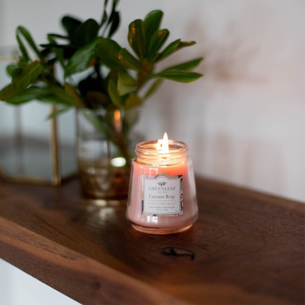 Candela in cera di soia rosa, durata di combustione 30 - 40 ore Currant Rose - Greenleaf-image-1