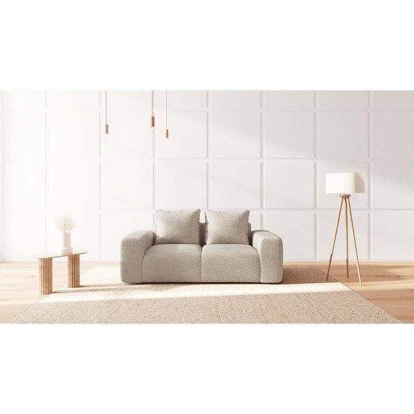 Divano bouclé beige 212 cm Feiro - MESONICA-image-1