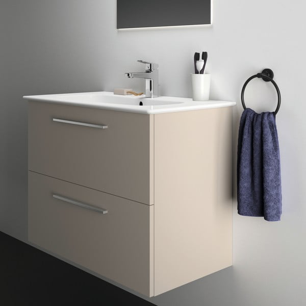 Mobile da lavabo beige a sospensione 80x63 cm i.Life A - Ideal Standard-image-4