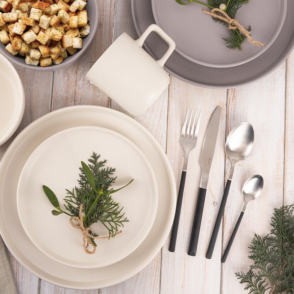 Posate nere/argentate in acciaio inox 24 pz Skandi – Orion-image-1