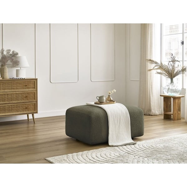 Poggiapiedi verde con rivestimento in bouclé Tina – Bobochic Paris-image-1