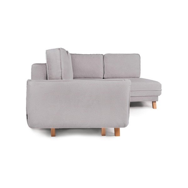 Divano angolare grigio chiaro allungabile/con contenitore (con penisola a sinistra/a L) con rivestimento in velluto a coste Tori – Bonami Selection-image-4