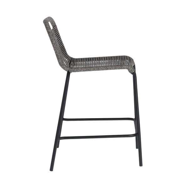 Sgabello da bar grigio con struttura in acciaio, altezza 62 cm Glenville - Kave Home-image-2
