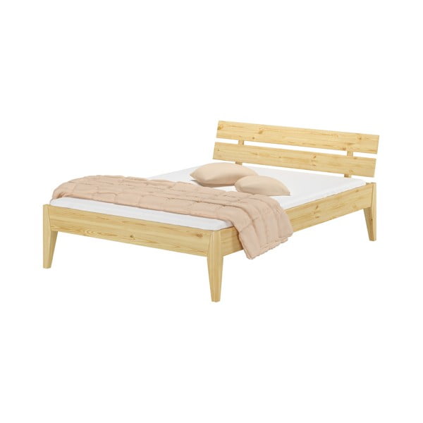 Letto matrimoniale di colore naturale in pino massiccio 140x200 cm Torino – Olivia Living