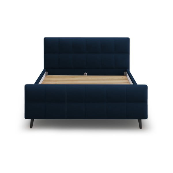 Letto matrimoniale imbottito blu scuro con griglia 160x200 cm Gigi - Micadoni Home-image-1