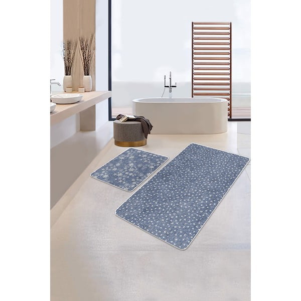 Tappetini da bagno blu in set da 2 100x60 cm - Minimalist Home World-image-1