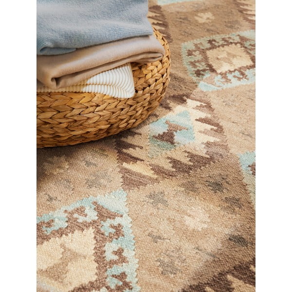 Tappeto azzurro/beige in lana reversibile/tessuto a mano 160x230 cm Kamal Dune – Nouristan-image-2