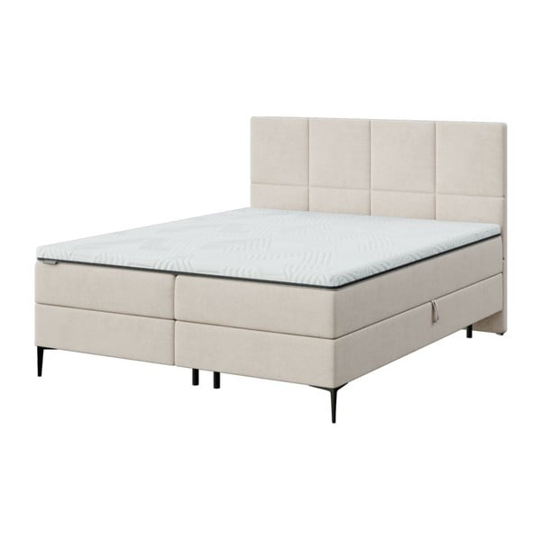 Letto boxspring beige con spazio contenitivo 160x200 cm Bufo – MESONICA