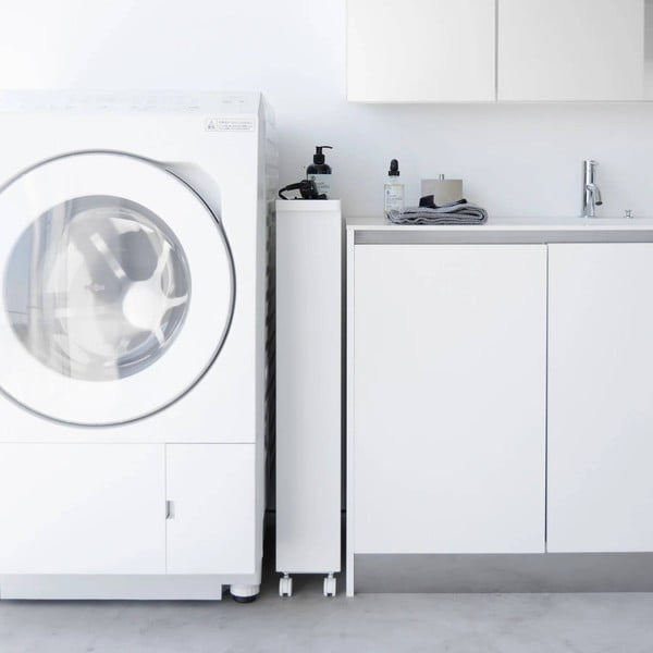 Scaffale per il bagno bianco opaco in acciaio su ruote 48x80,5 cm Tower – YAMAZAKI-image-3