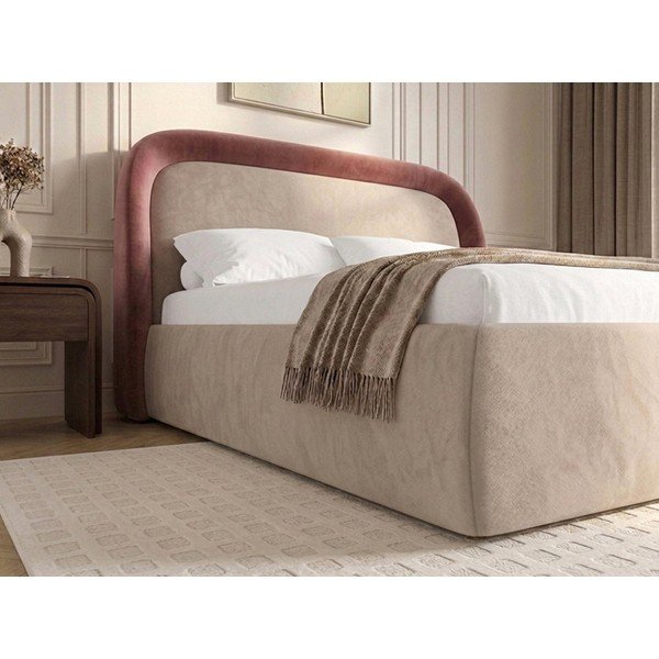 Letto matrimoniale imbottito rosa con contenitore con rete inclusa 180x200 cm Sam – Bobochic Paris-image-3