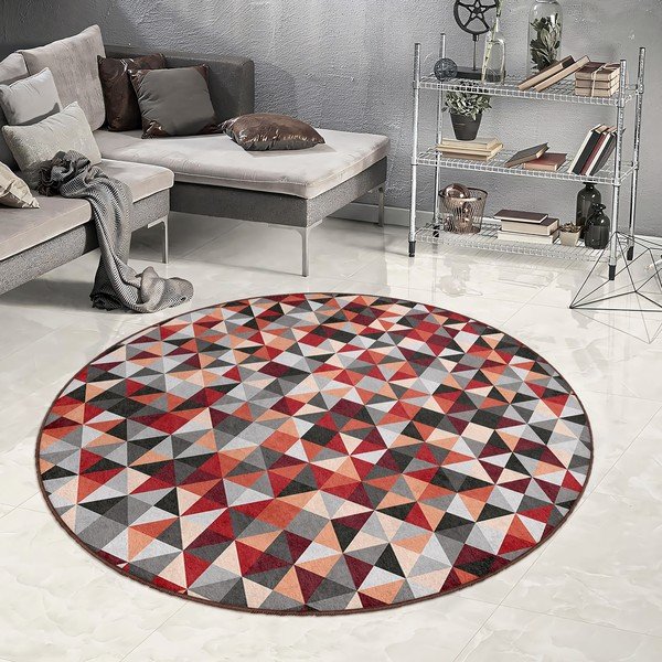 Tappeto rotondo rosso/grigio lavabile ø 120 cm Ignite – Mila Home-image-1