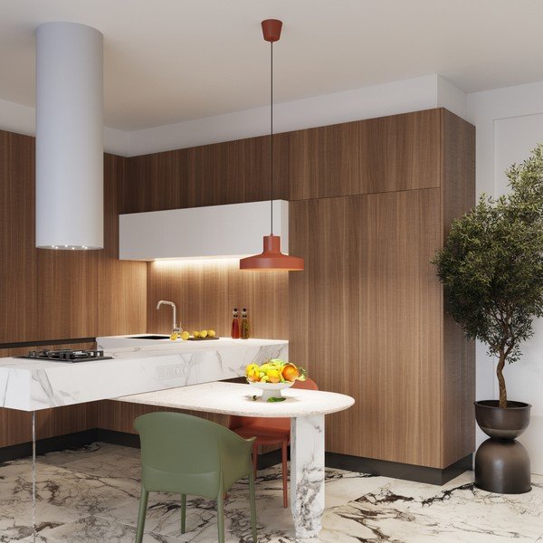 Lampadario arancione con paralume in metallo Vito – Sollux-image-2