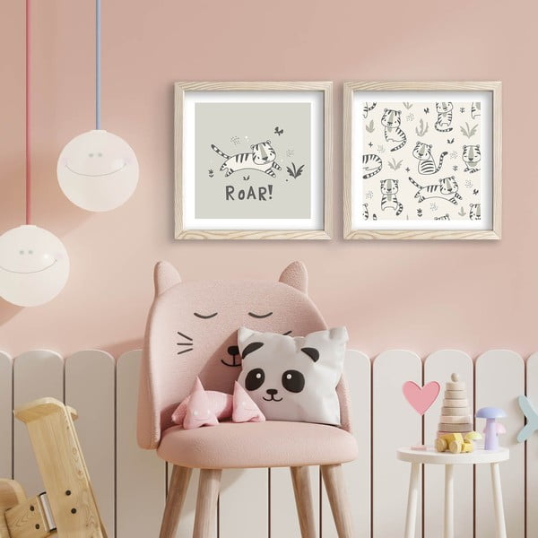Quadri per bambini in set da 2 33x33 cm Roar - Wallity-image-1
