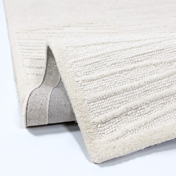 Tappeto bianco in misto lana tessuto a mano 140x200 cm Sculptured Blocks – Flair Rugs-image-4