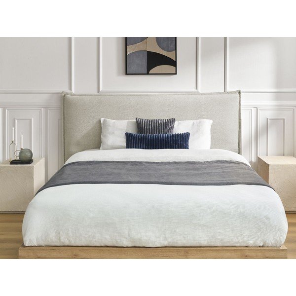 Letto matrimoniale imbottito/in truciolato color crema imbottito con contenitore con rete inclusa 180x200 cm Charlie – Bobochic Paris-image-2