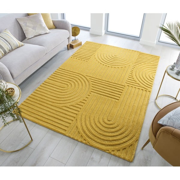 Tappeto in lana gialla 160x230 cm Zen Garden - Flair Rugs-image-1