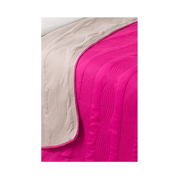 Copriletto reversibile in microfibra rosa ciclamino, 200 x 220 cm - Kate Louise-image-1