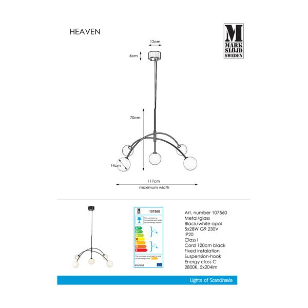 Apparecchio a sospensione nero , ø 117 cm Heaven - Markslöjd-image-2
