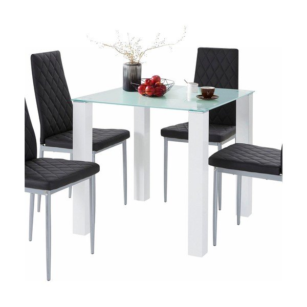 Set di tavolo e 4 sedie nere Nara - Støraa-image-1