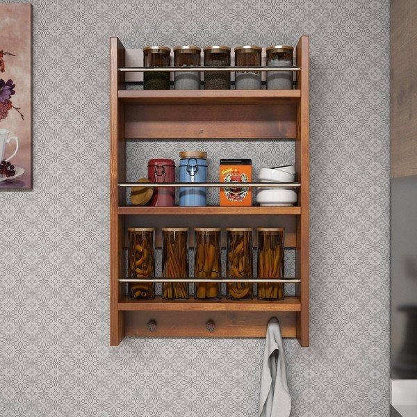 Scaffale da parete in legno per cucina Selo Walnut - Puqa Design-image-3