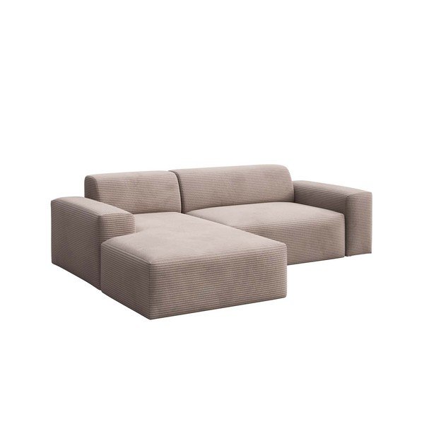 Divano letto in velluto a coste beige (angolo sinistro) Fluvio - MESONICA-image-2