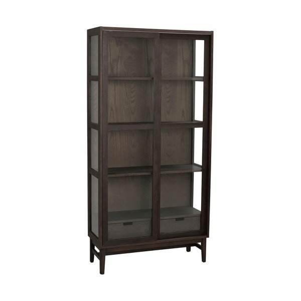 Vetrina marrone in rovere con ante scorrevoli 100x203 cm Hazelton - Rowico-image-2