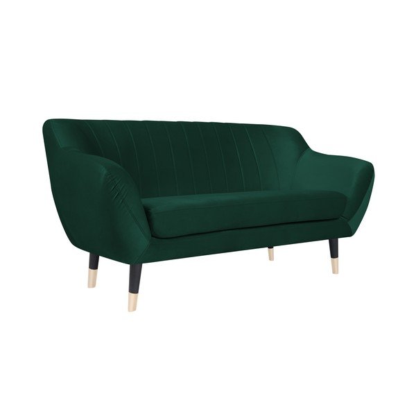 Divano verde con gambe nere Benito, 158 cm - Mazzini Sofas-image-2