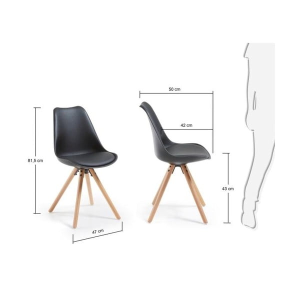 Černá židle s dřevěným podnožím La Forma Lars-image-4