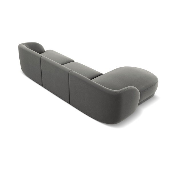 Divano angolare in velluto grigio (angolo sinistro) Miley - Micadoni Home-image-3