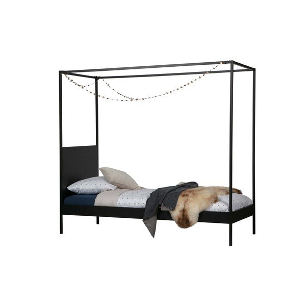 Letto singolo nero in metallo con rete inclusa 90x200 cm Dani – WOOOD-image-4