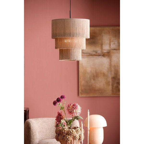 Lampadario grigio tortora con paralume in tessuto ø 10 cm Malaika – Light & Living-image-1