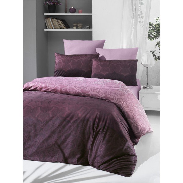 Biancheria da letto singola Victoria in cotone sateen viola, 155 x 200 cm Pandora - Mijolnir