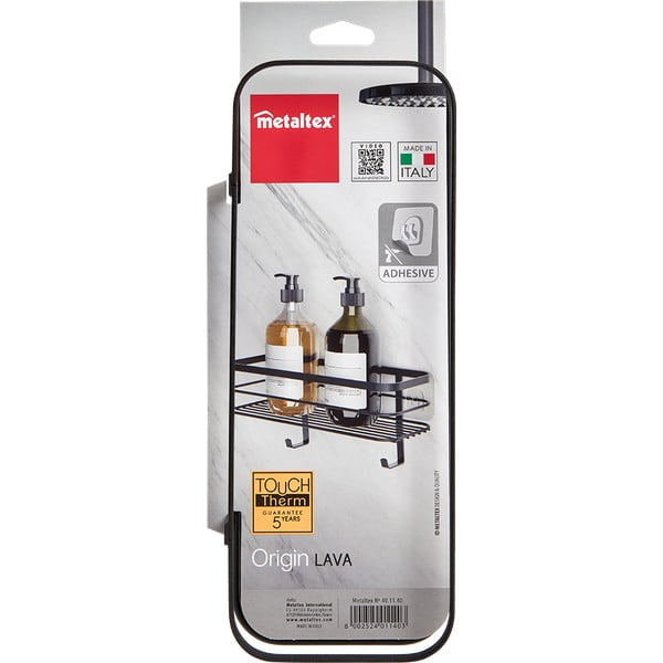 Mensola da parete nera per il bagno Origin - Metaltex-image-3